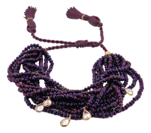 Crystal & Diamond Multi Strand Purple Adjustable Bracelet