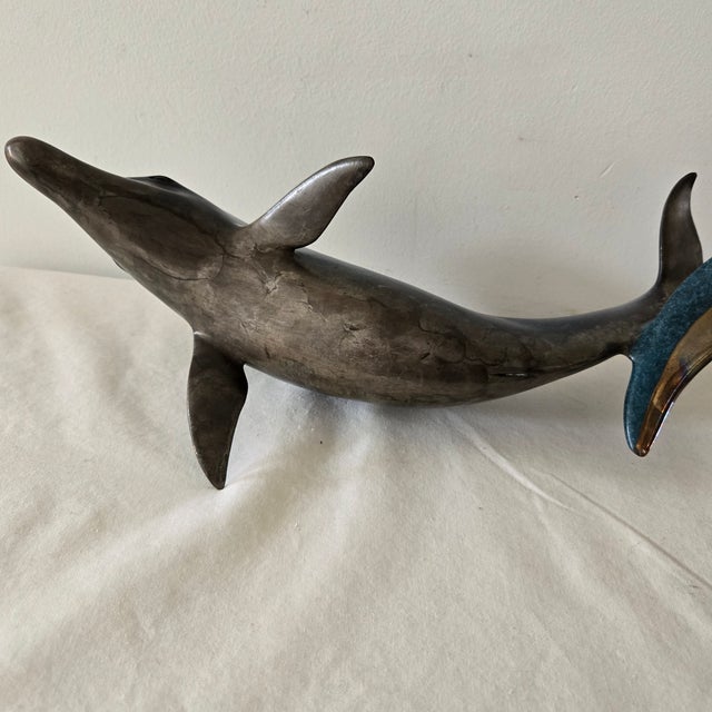Blue Dale J Evers Centerpiece Dolphin Sculpture Sky Dance II Signed and Numbered 29/250 For Sale - Image 8 of 16