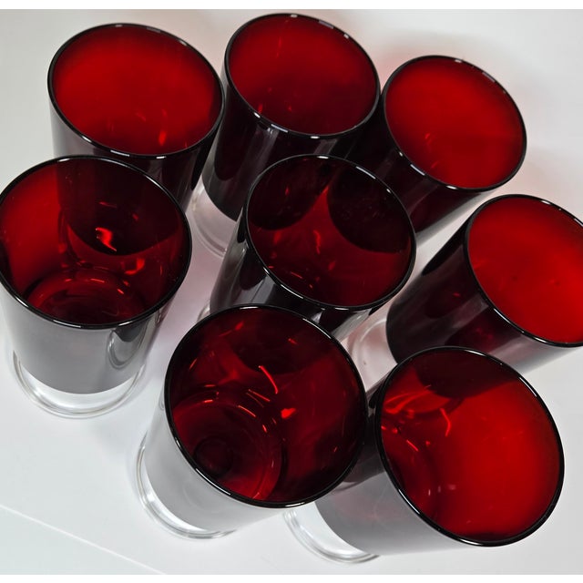 Glass Ruby Red Goblets- Set of Eight For Sale - Image 7 of 8
