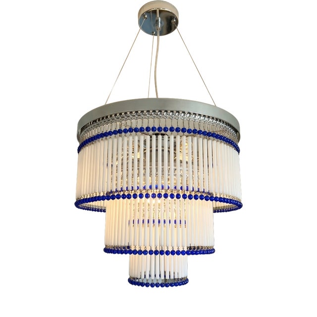 Art Deco Style Handcrafted Murano Glass Chandelier, Venice, 1962 For Sale