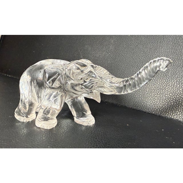Antique Hand Carved Chinese Elephant Clear Rock Crystal Stone Sculpture Statue For Sale - Image 4 of 11