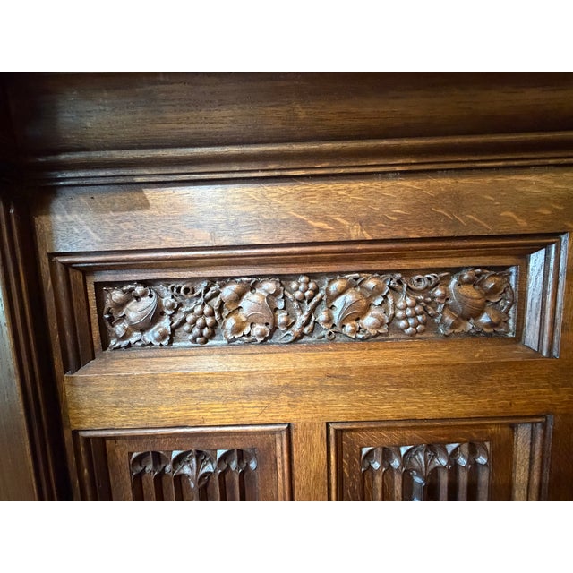 Antique Heavily Carved German Bench Oak 1800s For Sale - Image 9 of 10