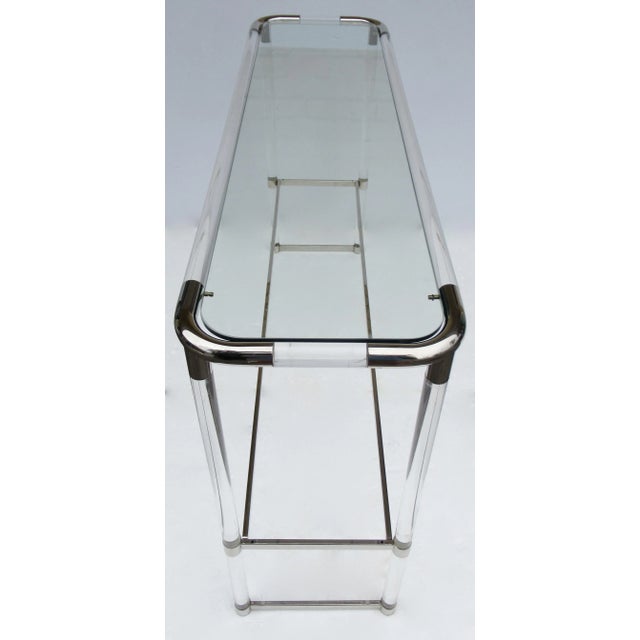 Vintage Late C.1970's Charles Hollis Jones Polished Nickel and Tubular Lucite Console Table For Sale In West Palm - Image 6 of 13