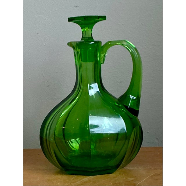 Vintage Green Glass Decanter For Sale - Image 12 of 12