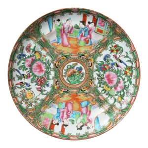 1800 Antique Chinese Export Famille Rose Mandarin Porcelain Plate