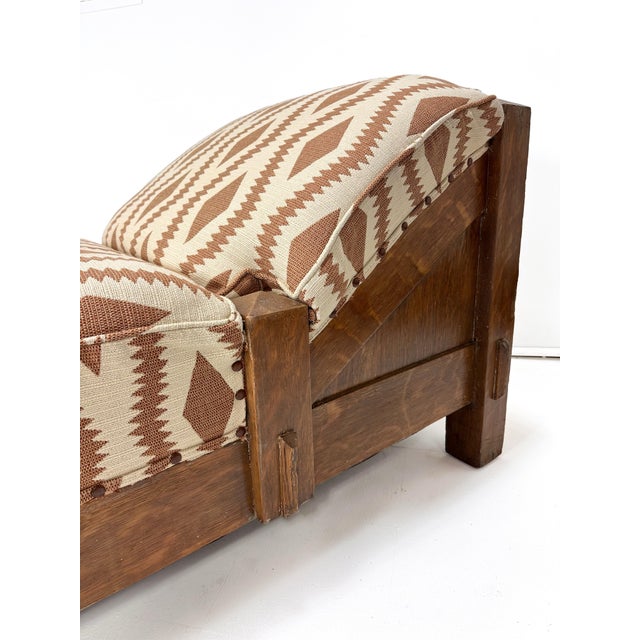 Wood Antique Arts & Crafts Mission Oak Chaise Lounge Daybed For Sale - Image 7 of 10