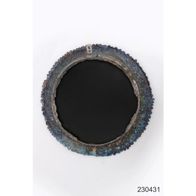 Brutalist Sturdy Wall Mirror with Glaze on Metal, 1960s For Sale - Image 6 of 7