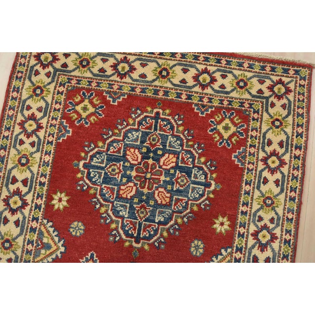 Kazak Runner 2’9” X 9’7” Red Wool Tribal Hand-Knotted Oriental Rug For Sale In Philadelphia - Image 6 of 13