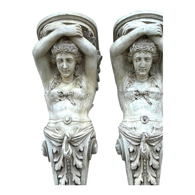 Vintage Monumental Patinated Molded Fiberglass Brackets - A Pair For Sale