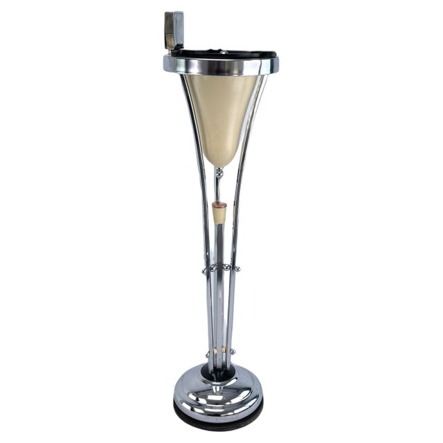 Metal Art Deco Ashtray Stand in Chrome and Bakelite by Demeyere, 1930s For Sale - Image 7 of 7