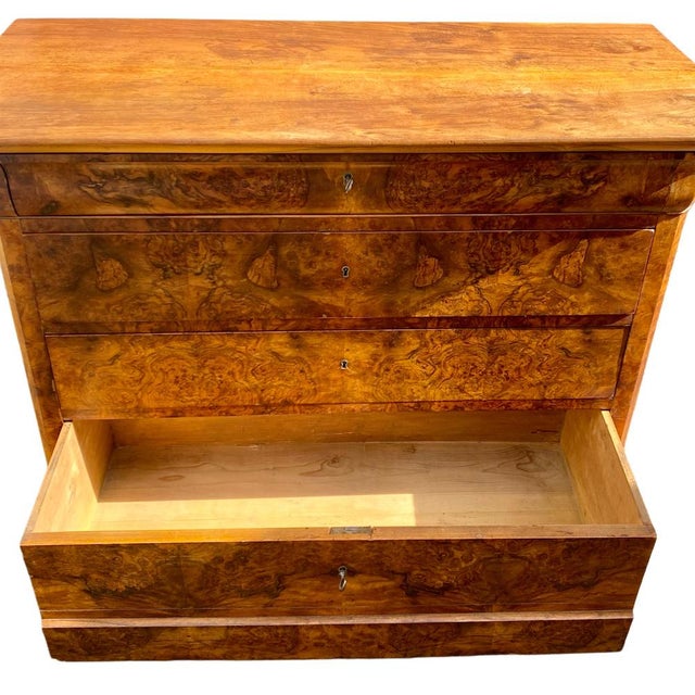 Brown Antique Louis Philippe Chest of Drawers in Walnut Burl, 1890s For Sale - Image 8 of 10