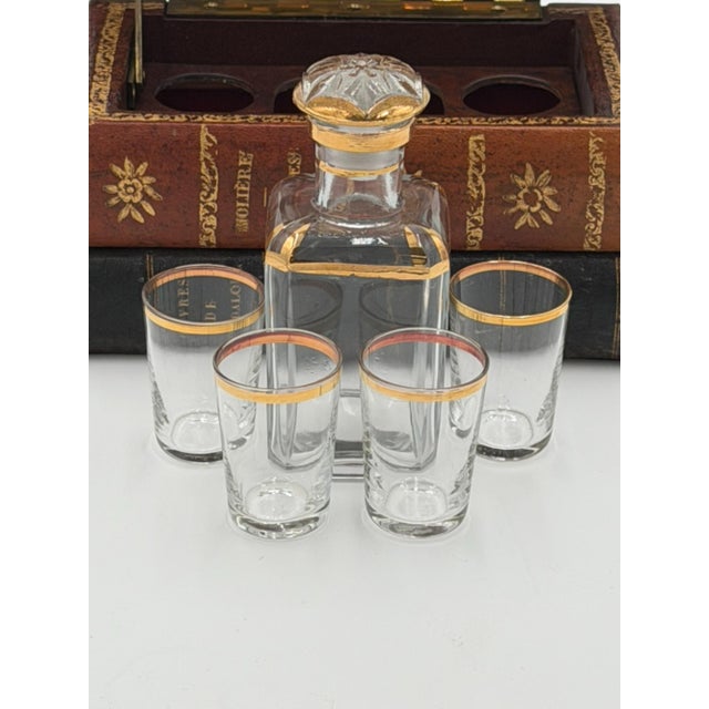 Wood Late 19th Century French Leather Book Liquor Tantalus with box - 7 pcs For Sale - Image 7 of 14