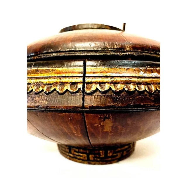 Brown 19th Century Chinese Hand Carved Wood & Bamboo Wedding & Offering Basket For Sale - Image 8 of 13
