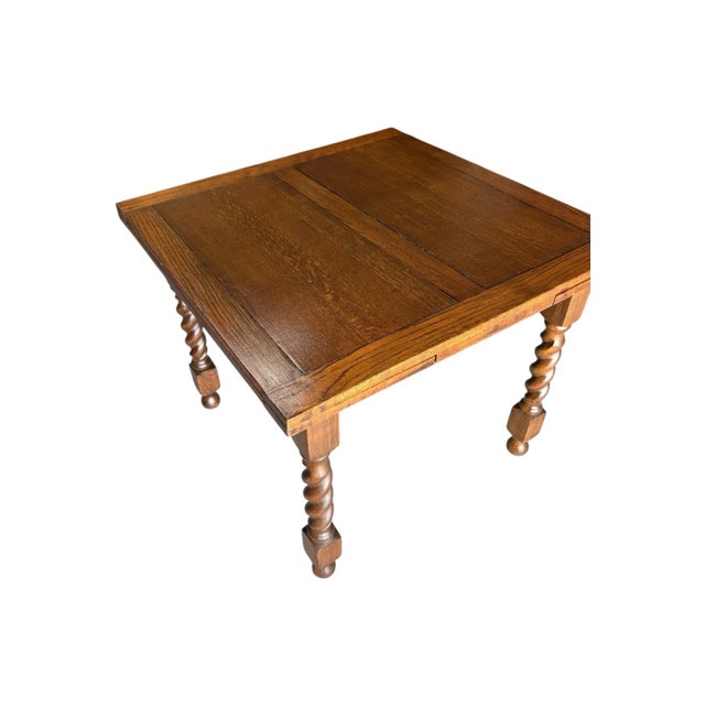 Brown 1930s Barley Twist - Solid Oak - Draw Leaf Table. (Inc. #19a) on Loop For Sale - Image 8 of 8