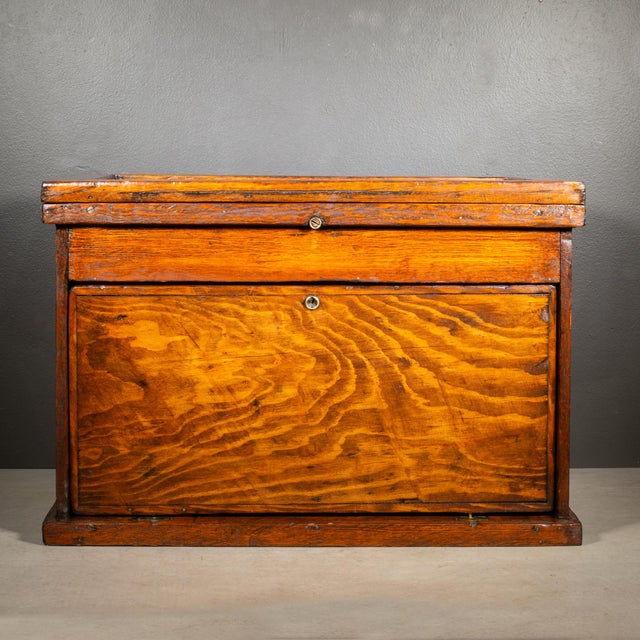 Antique Machinist's Oak Tool Chest c.1920 For Sale - Image 4 of 13