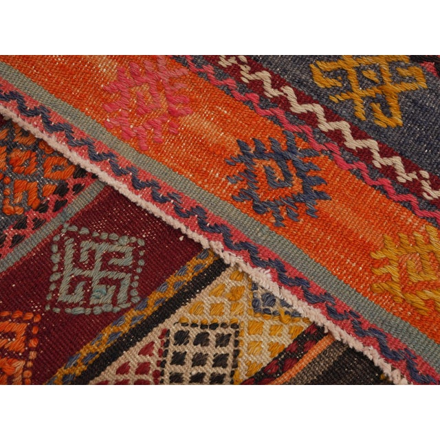 1970s Vintage Handmade Wool Cotton Red Runner Rug For Sale - Image 11 of 11