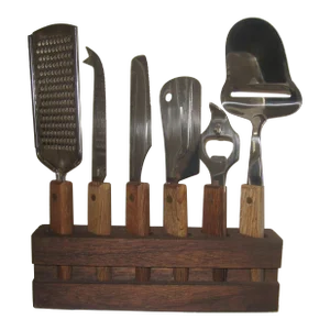Mid Century 6 Piece Cheese Set With Stand
