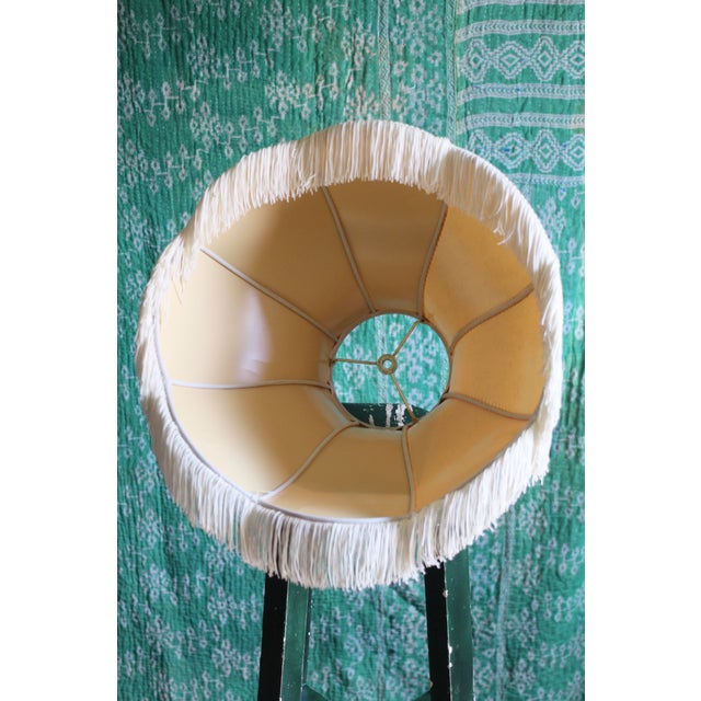 Hollywood Regency 1970s Large Off White Fringe Lampshade For Sale - Image 3 of 9