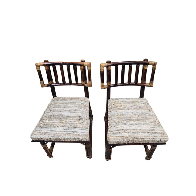 Mid 20th Century MCM Attributed to John Wisner for Ficks Reed Rattan & Bamboo Dining Chairs, Set of 6 For Sale - Image 5 of 12