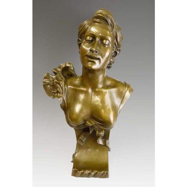 Art Nouveau Bust Sculpture, 20th Century, Gold Patinated Bronze For Sale - Image 6 of 7