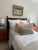 Antique Neoclassical Carved Wood & Black Leather Full-Size Headboard, Fluted Posts & Pinecone Finials For Sale - Image 12 of 12