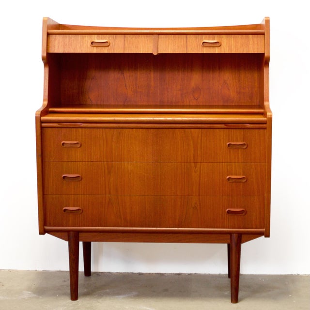 Mid-Century Modern Danish Teak Secretary Desk For Sale - Image 3 of 12