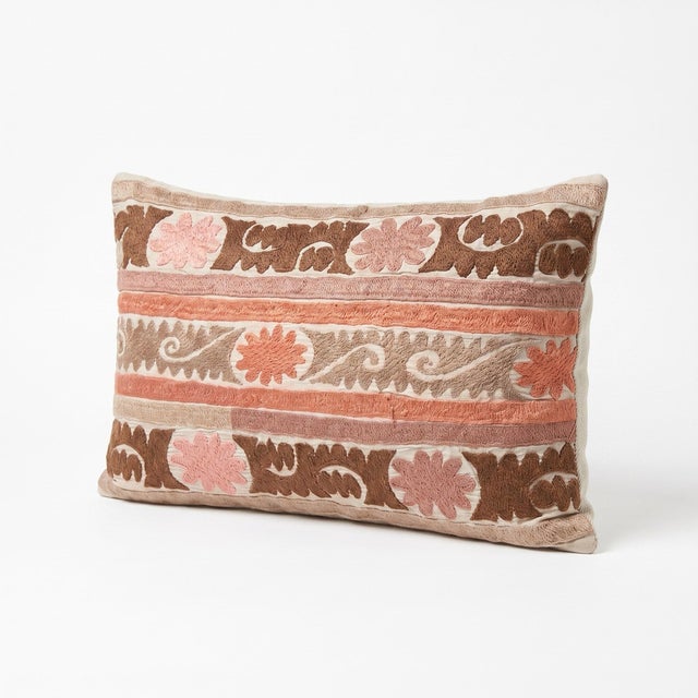 Mid-Century Modern Tashkent Suzani Bedding Pillow Cover 19'' X 29'' For Sale - Image 3 of 4
