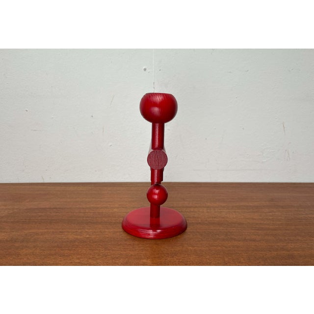 Mid-Century Modern Red Wooden Candleholder from Aarikka, 1960s For Sale - Image 10 of 18