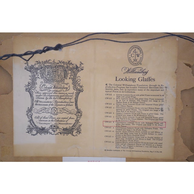Friedman Brothers Colonial Williamsburg CWLG-8 Chippendale Mirror For Sale - Image 13 of 13