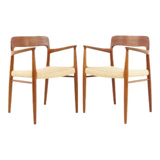 Niels Moller Model 77 Mid Century Teak Dining Armchairs - a Pair For Sale