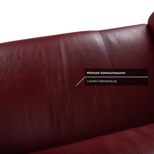 322 Set Leather Three-Seater Two-Seater Red Sofa Couch from Rolf Benz, Set of 2 For Sale - Image 12 of 18