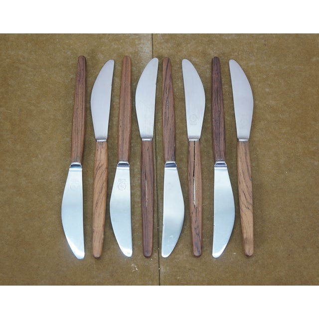 Mid 20th Century 42 Pc Tias Eckhoff Lundtofte Danish Modern Dansk Rosewood Flatware Silverware For Sale - Image 10 of 18