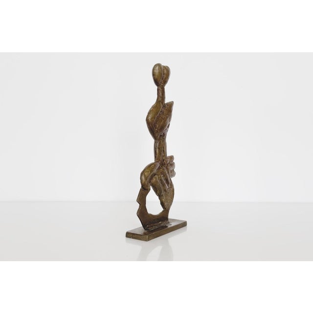 Aristide Patsoglou, Abstract Greek Sculpture Figure with Golden-Brown Patina, 1980s, Bronze For Sale - Image 4 of 8