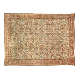 Antique Persian Sultanabad Botanic Handmade Wool Carpet For Sale