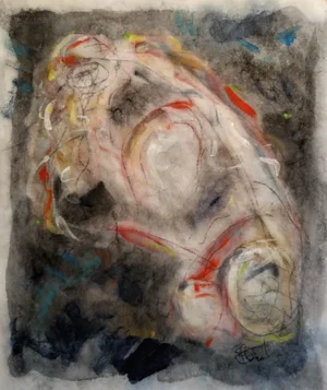 "Woman Washing Her Hair" Abstract Figurative Painting