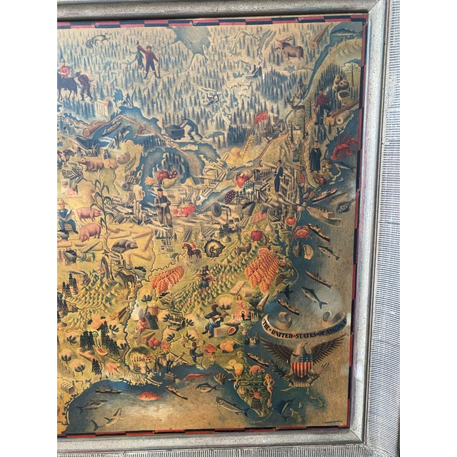 1950s 1940's Pictorial Map of the United States by Miguel Covarrubias 41”x31” For Sale - Image 5 of 11