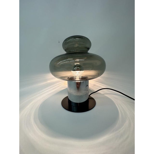 Dimensions: 29,5cm H, 23cm diameter Condition: Good Period: 1970's Material: Glass, metal. Up to 250V (Europe/UK...