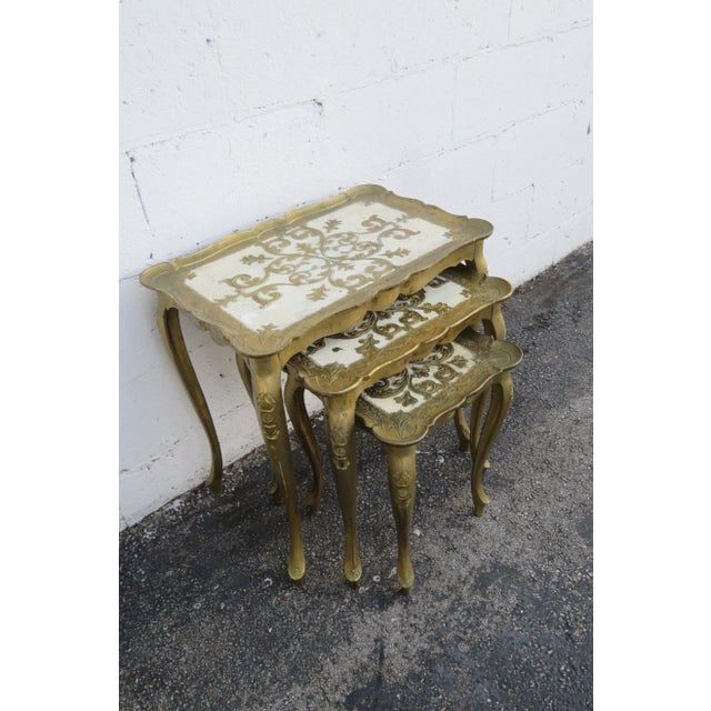Italian Florentine Antique Gold Nesting Tables Set of Three For Sale - Image 13 of 13