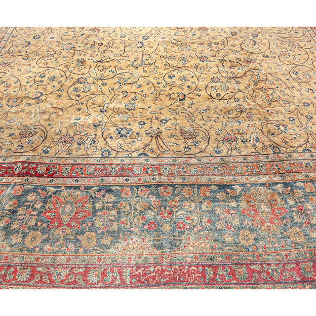 1920s Authentic Persian Tabriz Botanic Handmade Wool Rug For Sale - Image 5 of 5