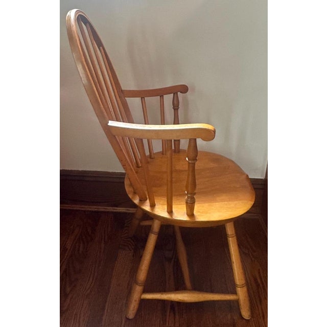 Vintage Solid Wood Windsor Hoop Back Armchair For Sale - Image 4 of 7