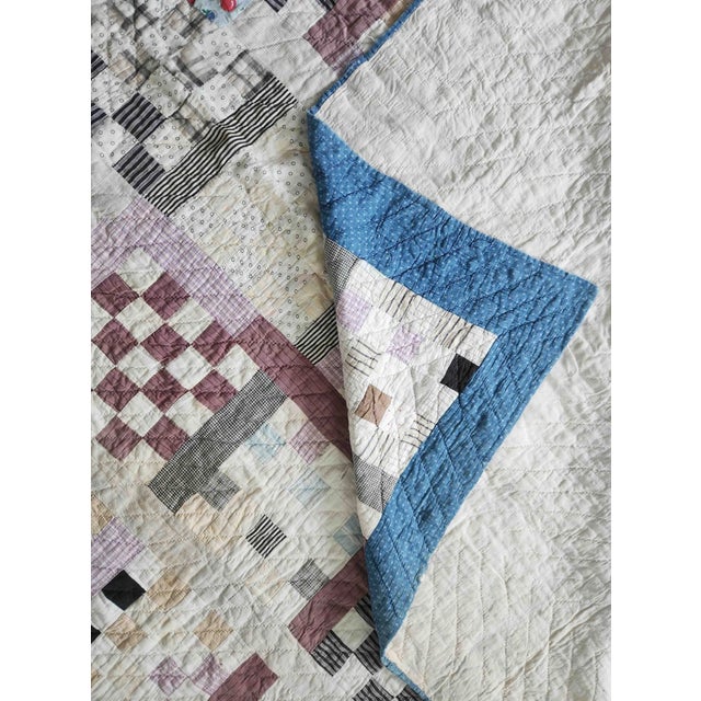 Antique Hand Quilted Scrap Patchwork Quilt C1930s Folk Art Textile For Sale - Image 4 of 11