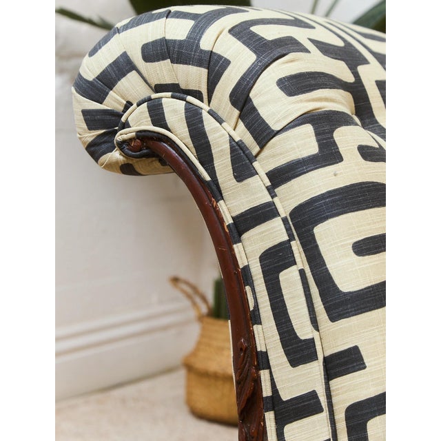 Vintage Victorian Chaise Lounge Sofa Carved Wood Frame For Sale - Image 11 of 12