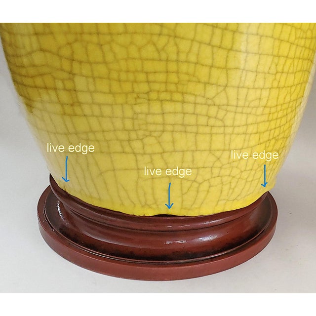 Lamps Chinese Crackled Yellow Pomegranate Pair For Sale - Image 14 of 14
