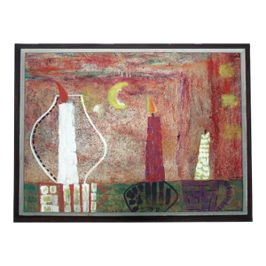 1950s Modern Oil Painting on Board "Eclipse by Candlelite" by William George Nes