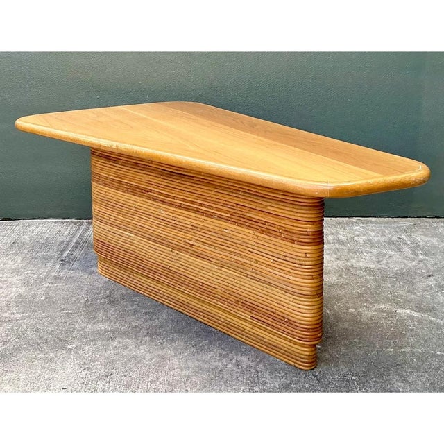 Vintage Pencil Reed and Wood Surfboard Desk For Sale - Image 4 of 12