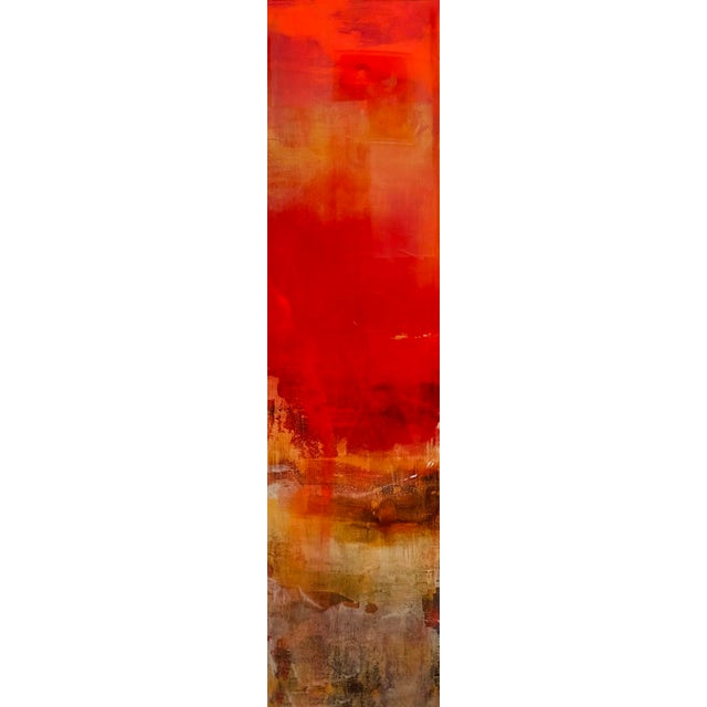 This artwork features a vibrant interplay of reds and warm earth tones, evoking the intensity and warmth of summer. The...