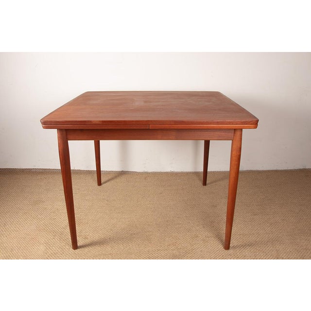 Arne Vodder Danish Teak Model 592 Square Extendable Dining Table by Arne Vodder for Sibast, 1960 For Sale - Image 4 of 16