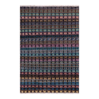 Boho Chic Berjesta Black/Blue Wool Rug - 2'11'' X 5'2'' For Sale
