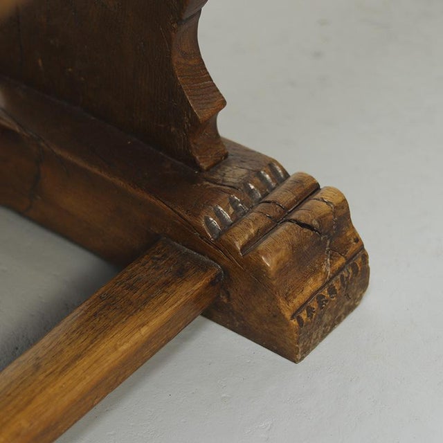 Sturdy coffee table made of solid, thick oak. The table was crafted in the 1970s in authentic 18th-century style. The...