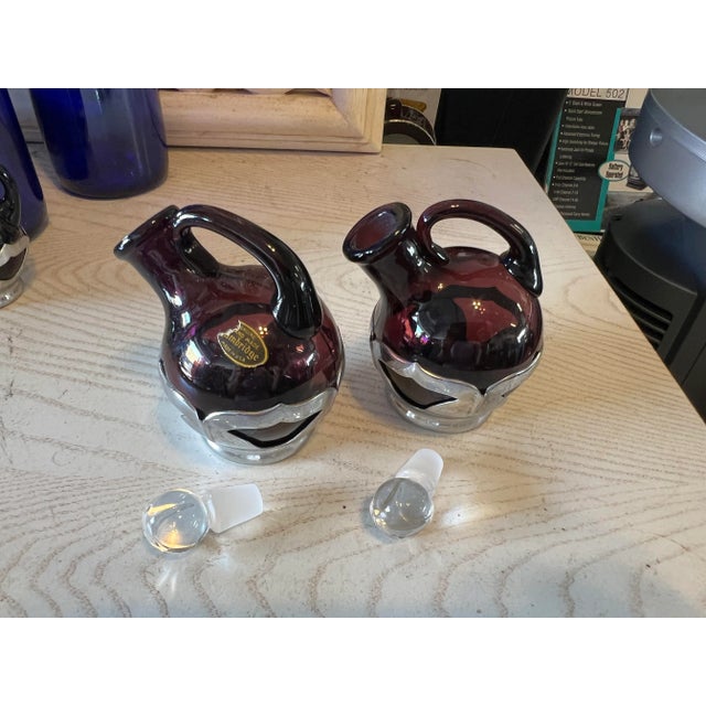 Early 20th Century Vintage Purple Cambridge Glass Condiments Set of 5 For Sale - Image 5 of 11